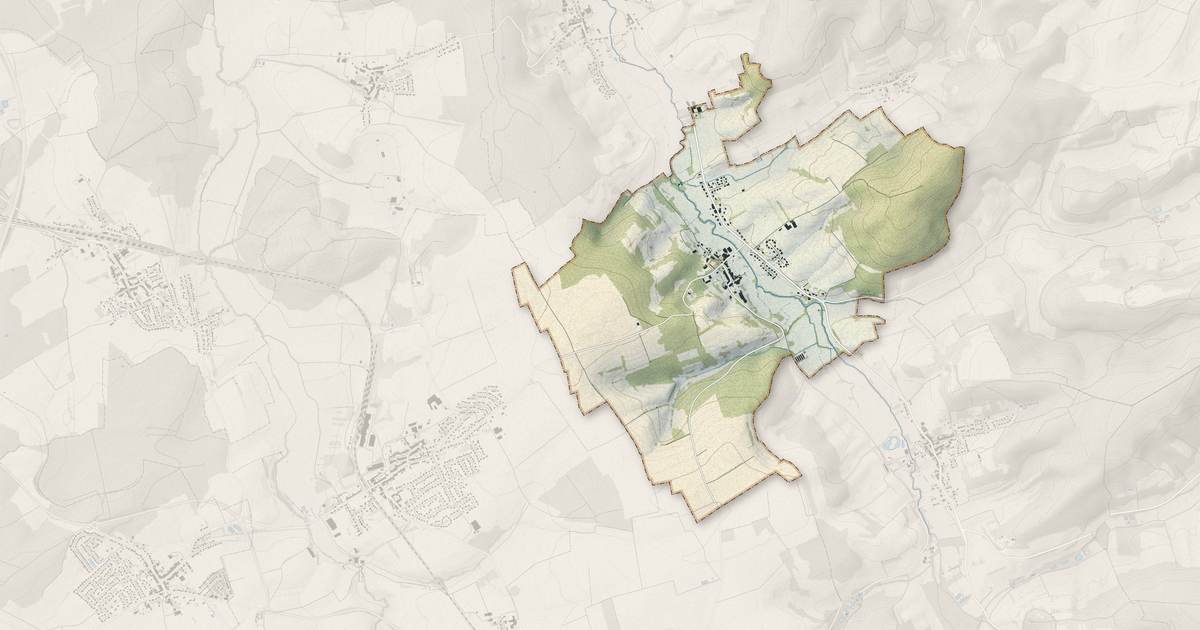 Portrait cartographique de Inglange : relief, eau, forêts, bâti et voies, calculés à partir des données de l'IGN