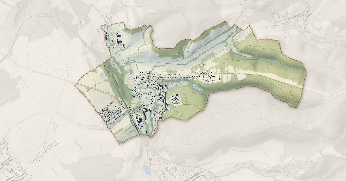 Portrait cartographique de Kédange-sur-Canner : relief, eau, forêts, bâti et voies, calculés à partir des données de l'IGN