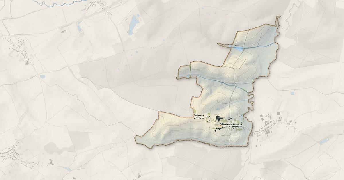 Portrait cartographique de Kirviller : relief, eau, forêts, bâti et voies, calculés à partir des données de l'IGN