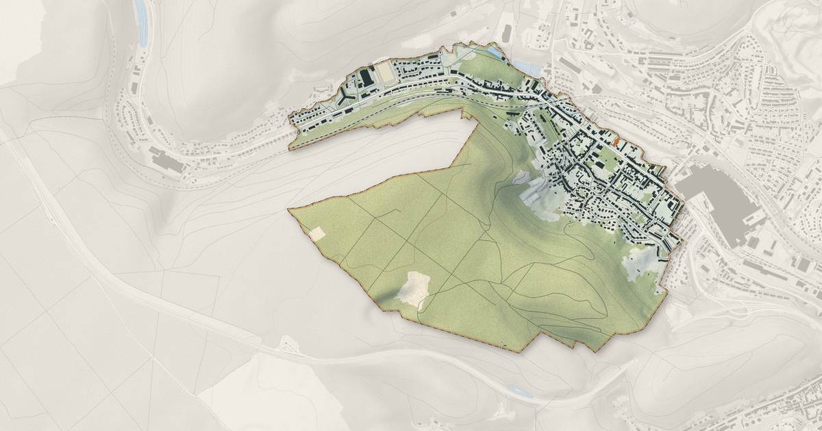 Portrait cartographique de Knutange : relief, eau, forêts, bâti et voies, calculés à partir des données de l'IGN