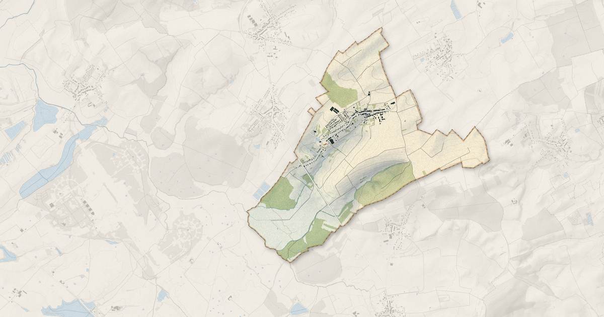 Portrait cartographique de Laning : relief, eau, forêts, bâti et voies, calculés à partir des données de l'IGN