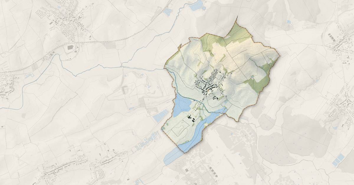 Portrait cartographique de Lelling : relief, eau, forêts, bâti et voies, calculés à partir des données de l'IGN