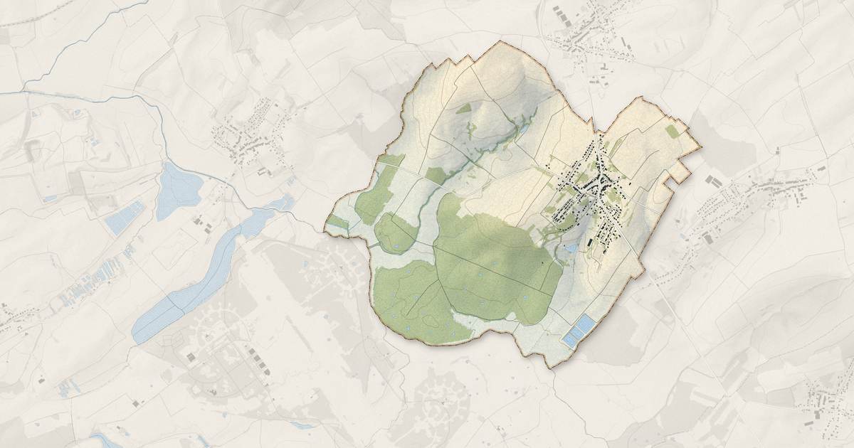 Portrait cartographique de Lixing-lès-Saint-Avold : relief, eau, forêts, bâti et voies, calculés à partir des données de l'IGN