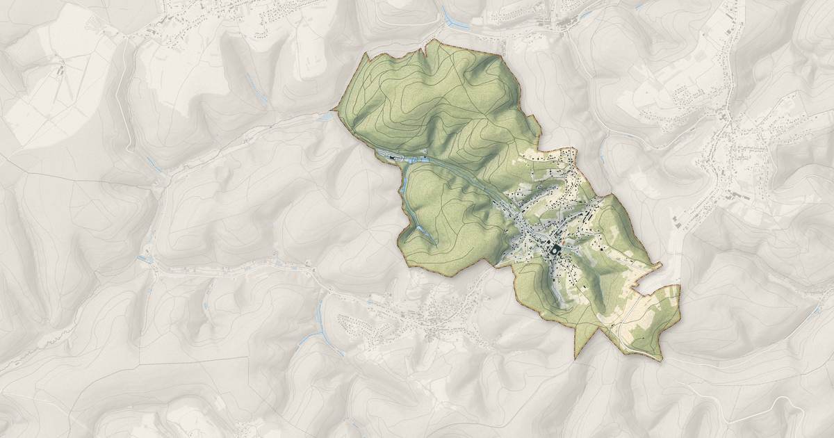 Portrait cartographique de Meisenthal : relief, eau, forêts, bâti et voies, calculés à partir des données de l'IGN