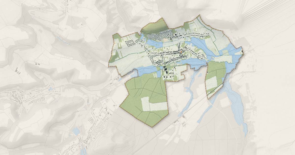 Portrait cartographique de Merten : relief, eau, forêts, bâti et voies, calculés à partir des données de l'IGN