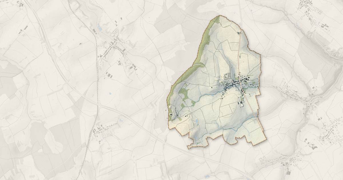 Portrait cartographique de Metting : relief, eau, forêts, bâti et voies, calculés à partir des données de l'IGN