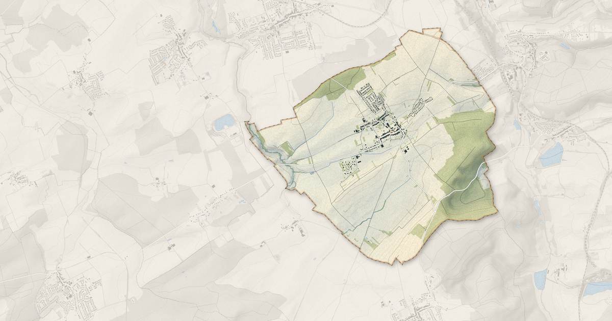 Portrait cartographique de Metzeresche : relief, eau, forêts, bâti et voies, calculés à partir des données de l'IGN
