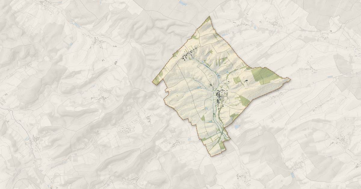 Portrait cartographique de Monneren : relief, eau, forêts, bâti et voies, calculés à partir des données de l'IGN