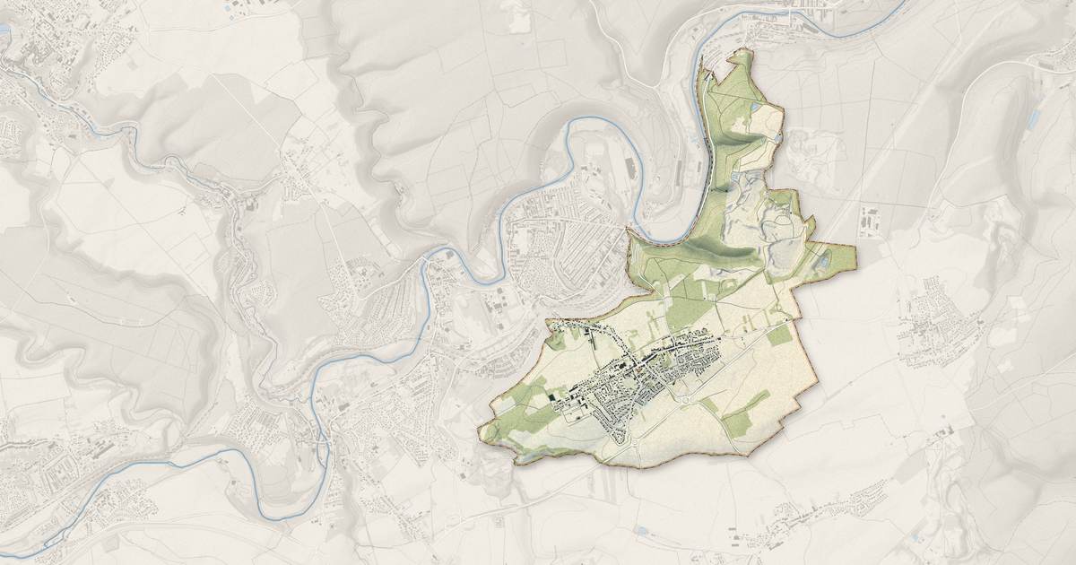 Portrait cartographique de Montois-la-Montagne : relief, eau, forêts, bâti et voies, calculés à partir des données de l'IGN