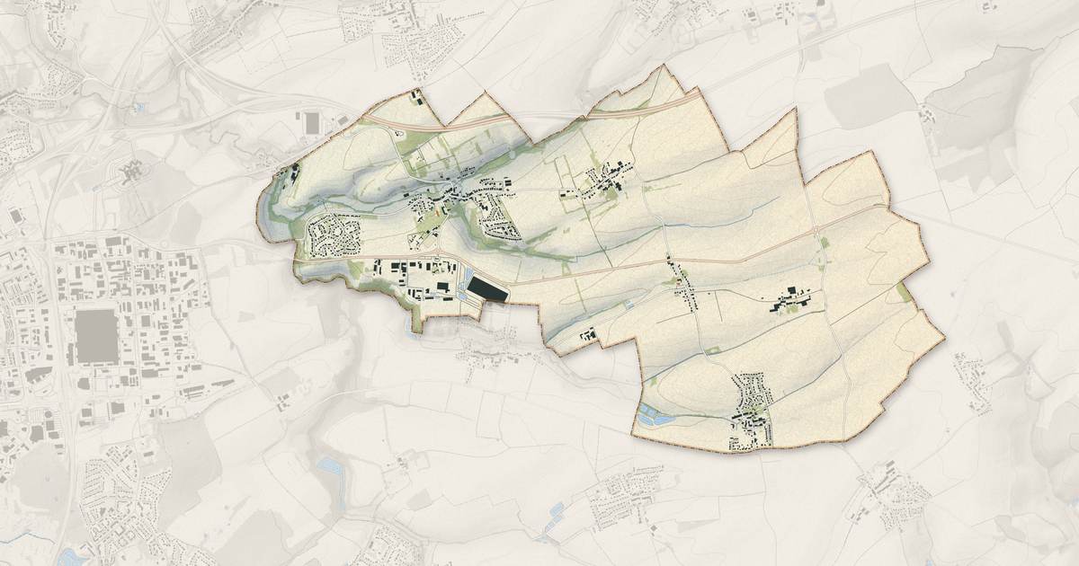Portrait cartographique de Ogy-Montoy-Flanville : relief, eau, forêts, bâti et voies, calculés à partir des données de l'IGN