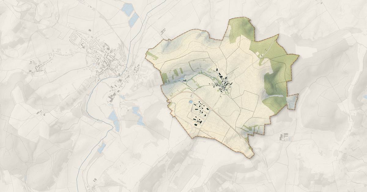 Portrait cartographique de Morville-lès-Vic : relief, eau, forêts, bâti et voies, calculés à partir des données de l'IGN