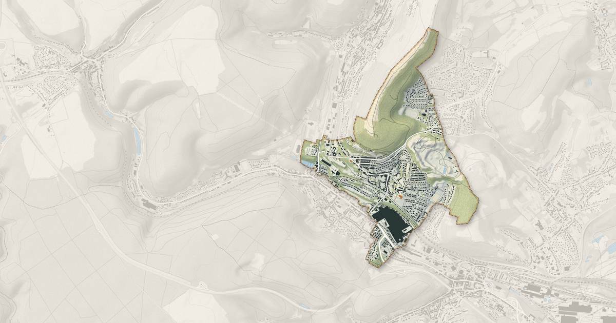 Portrait cartographique de Nilvange : relief, eau, forêts, bâti et voies, calculés à partir des données de l'IGN