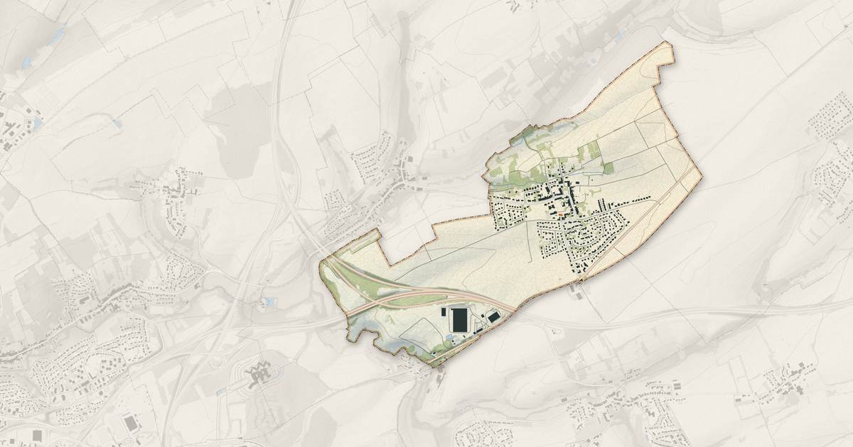Portrait cartographique de Noisseville : relief, eau, forêts, bâti et voies, calculés à partir des données de l'IGN