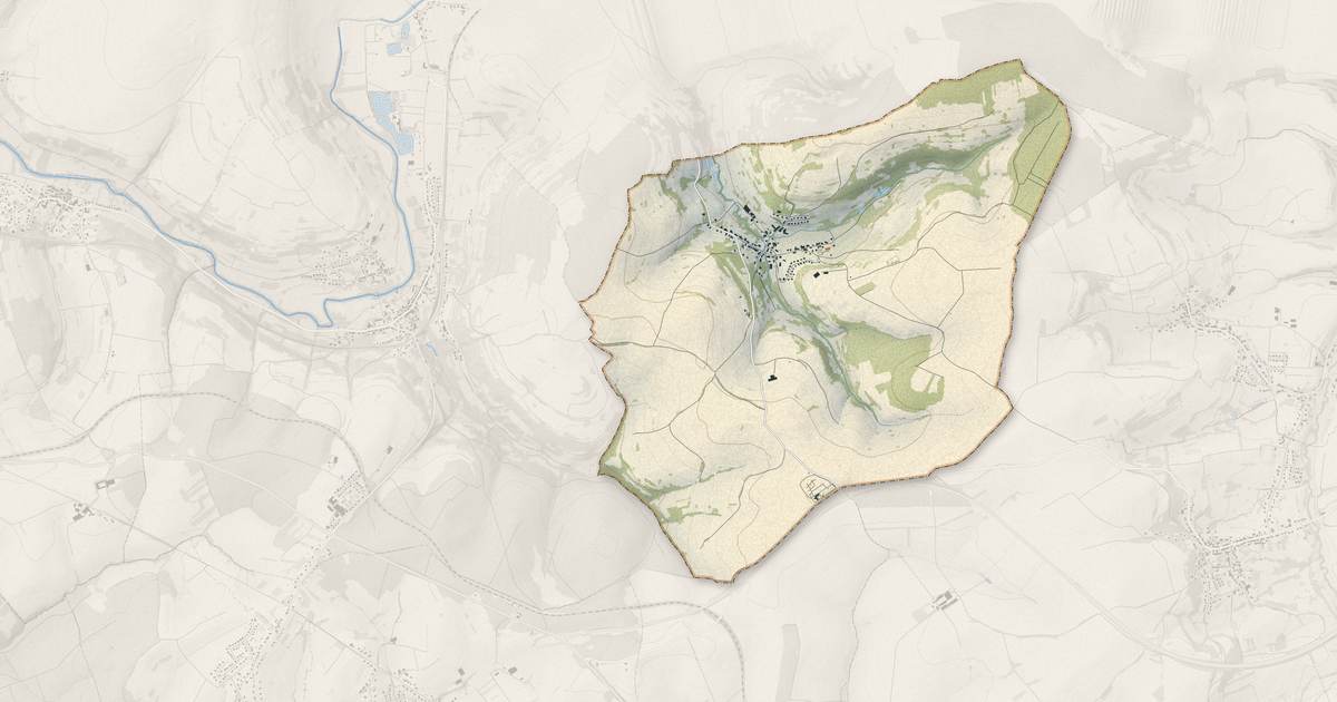Portrait cartographique de Obergailbach : relief, eau, forêts, bâti et voies, calculés à partir des données de l'IGN