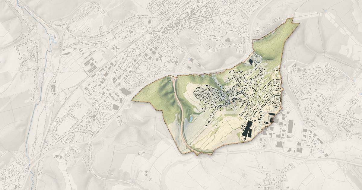 Portrait cartographique de Œting : relief, eau, forêts, bâti et voies, calculés à partir des données de l'IGN