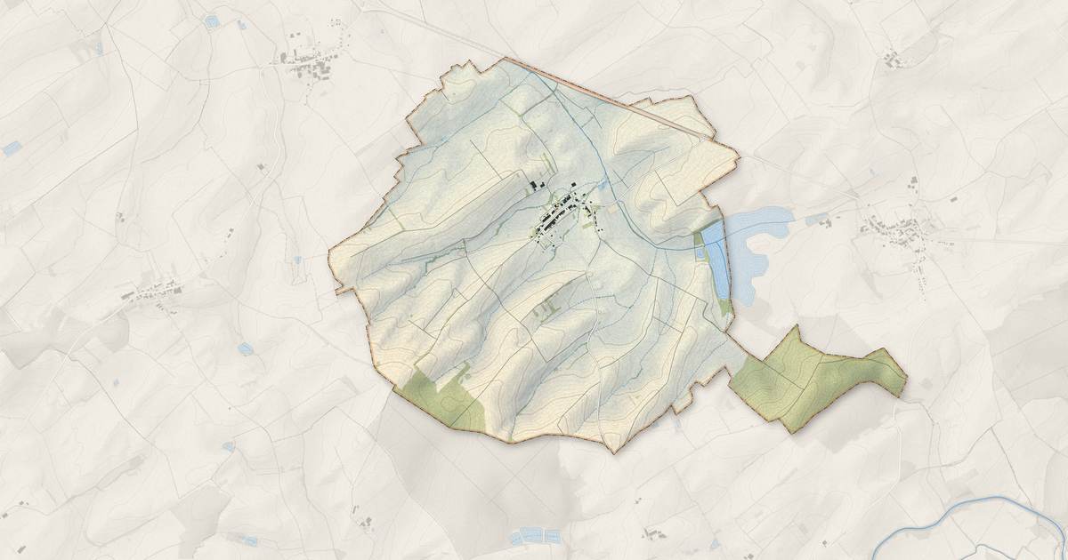 Portrait cartographique de Ommeray : relief, eau, forêts, bâti et voies, calculés à partir des données de l'IGN