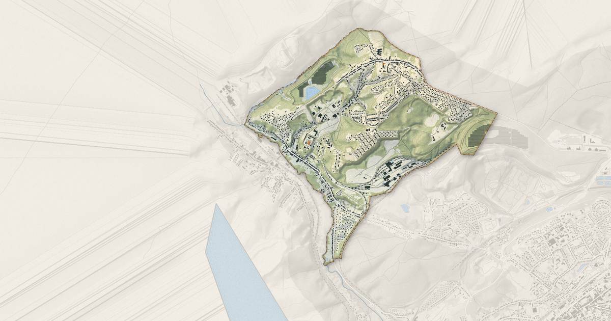 Portrait cartographique de Petite-Rosselle : relief, eau, forêts, bâti et voies, calculés à partir des données de l'IGN