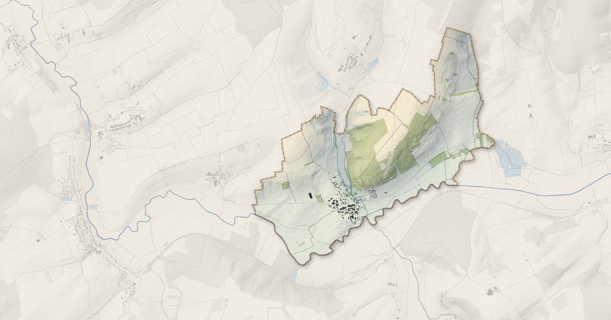 Portrait cartographique de Pettoncourt : relief, eau, forêts, bâti et voies, calculés à partir des données de l'IGN