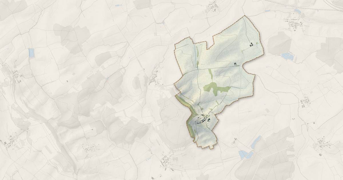 Portrait cartographique de Prévocourt : relief, eau, forêts, bâti et voies, calculés à partir des données de l'IGN