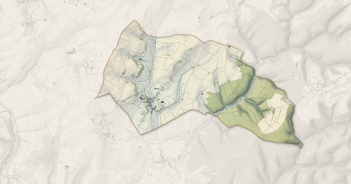 Portrait cartographique de Rahling : relief, eau, forêts, bâti et voies, calculés à partir des données de l'IGN