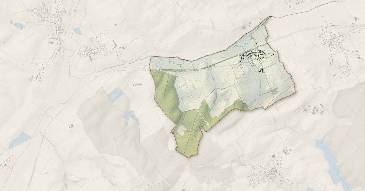 Portrait cartographique de Réning : relief, eau, forêts, bâti et voies, calculés à partir des données de l'IGN