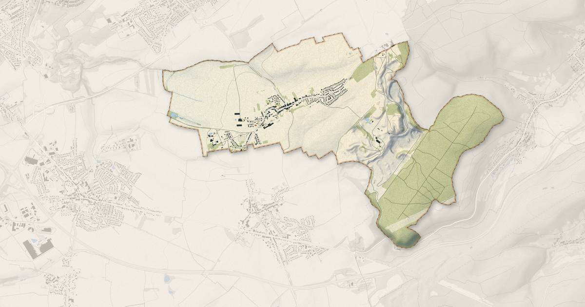 Portrait cartographique de Roncourt : relief, eau, forêts, bâti et voies, calculés à partir des données de l'IGN