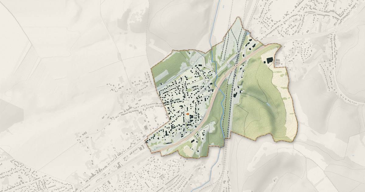 Portrait cartographique de Rosbruck : relief, eau, forêts, bâti et voies, calculés à partir des données de l'IGN