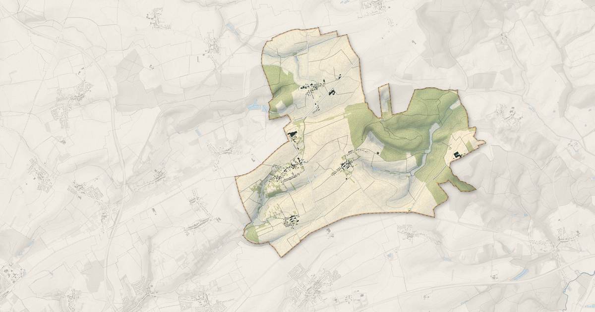 Portrait cartographique de Sainte-Barbe : relief, eau, forêts, bâti et voies, calculés à partir des données de l'IGN