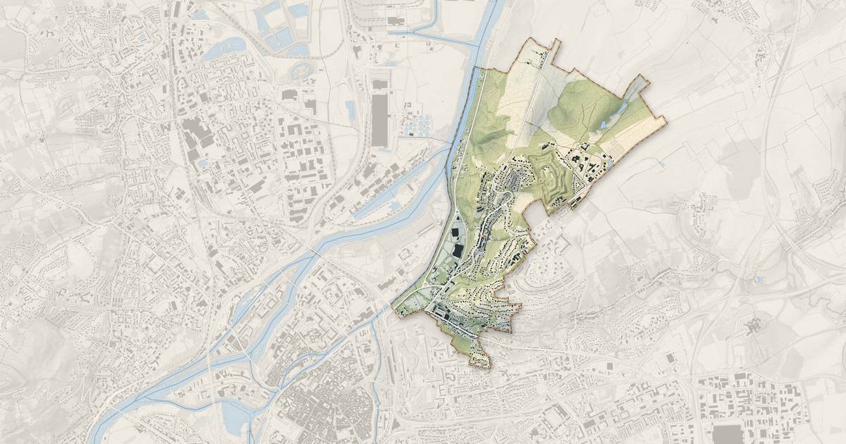 Portrait cartographique de Saint-Julien-lès-Metz : relief, eau, forêts, bâti et voies, calculés à partir des données de l'IGN
