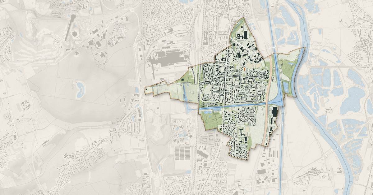 Portrait cartographique de Talange : relief, eau, forêts, bâti et voies, calculés à partir des données de l'IGN