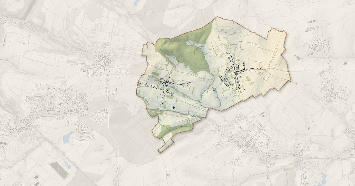 Portrait cartographique de Tenteling : relief, eau, forêts, bâti et voies, calculés à partir des données de l'IGN