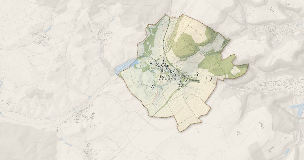 Portrait cartographique de Téterchen : relief, eau, forêts, bâti et voies, calculés à partir des données de l'IGN