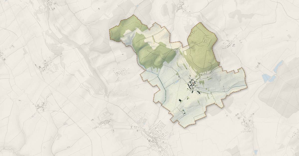 Portrait cartographique de Tincry : relief, eau, forêts, bâti et voies, calculés à partir des données de l'IGN