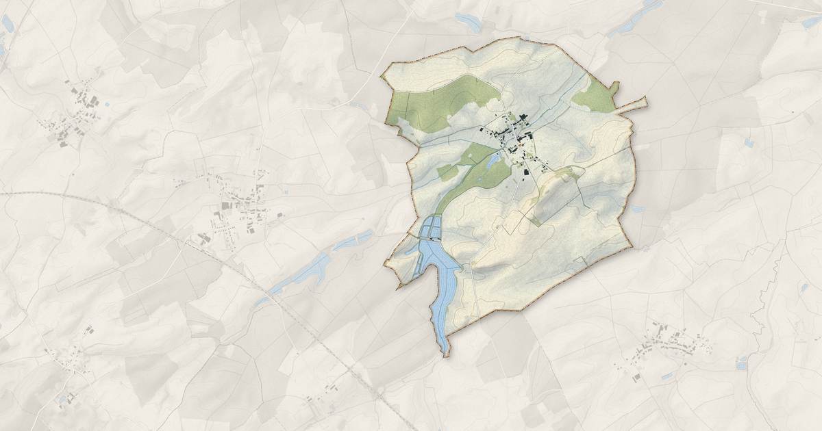 Portrait cartographique de Torcheville : relief, eau, forêts, bâti et voies, calculés à partir des données de l'IGN