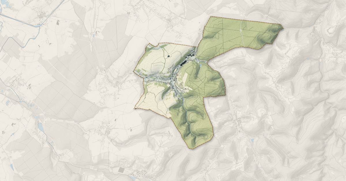 Portrait cartographique de Troisfontaines : relief, eau, forêts, bâti et voies, calculés à partir des données de l'IGN