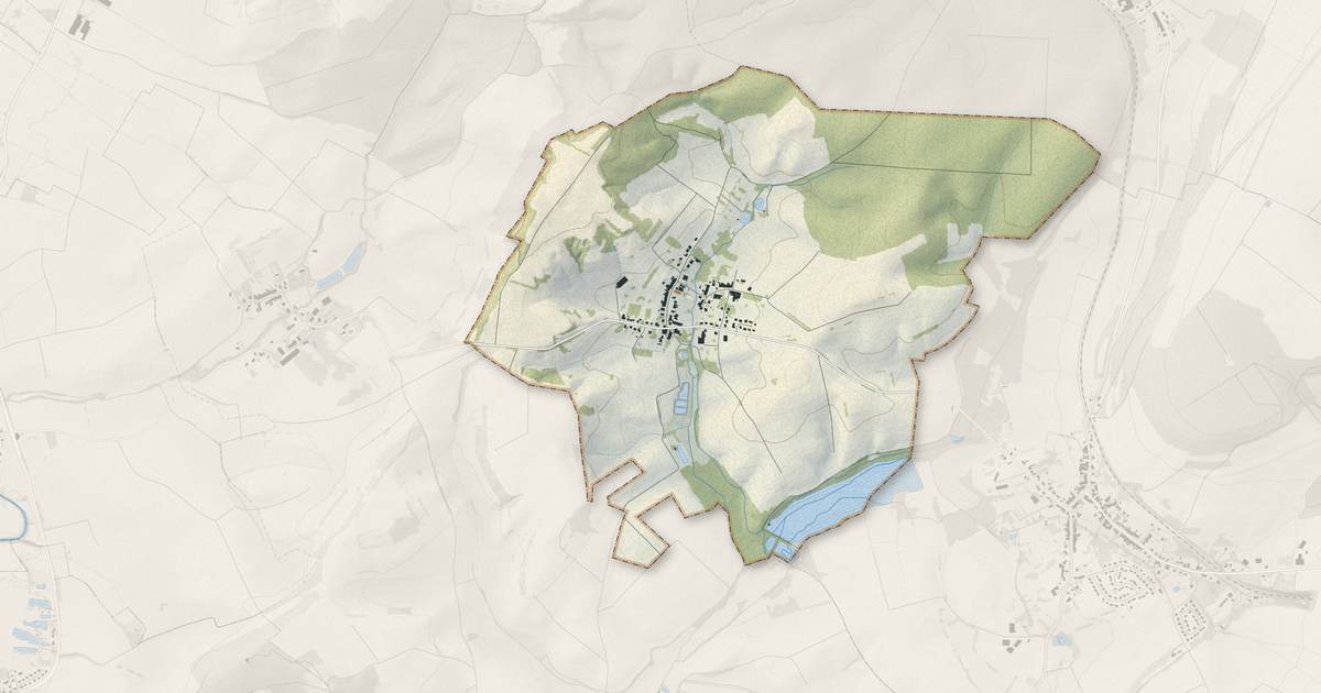Portrait cartographique de Velving : relief, eau, forêts, bâti et voies, calculés à partir des données de l'IGN