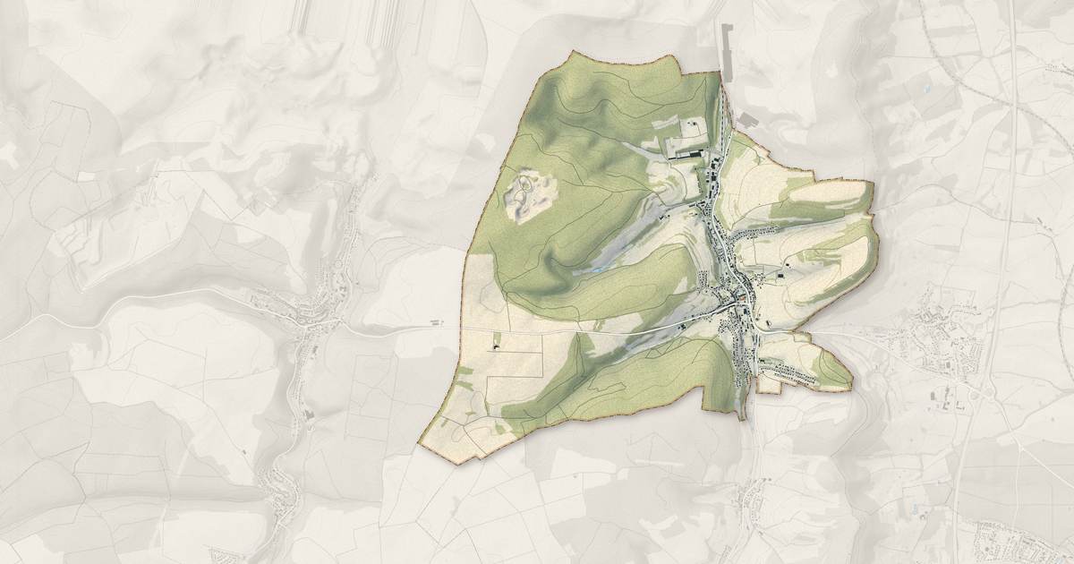 Portrait cartographique de Volmerange-les-Mines : relief, eau, forêts, bâti et voies, calculés à partir des données de l'IGN