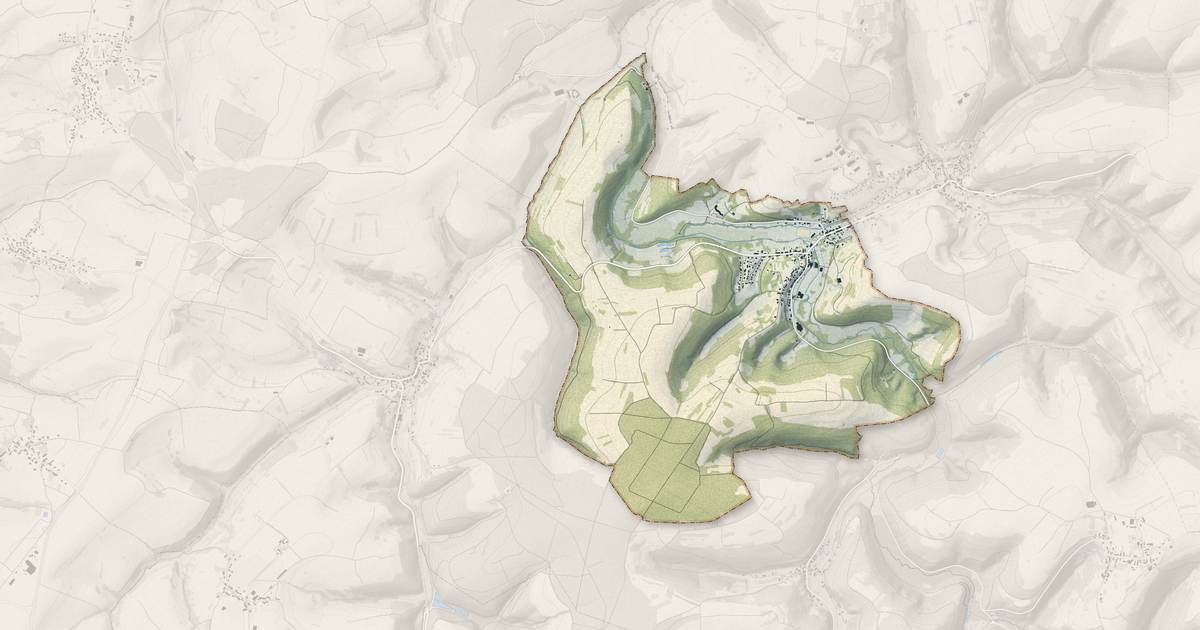 Portrait cartographique de Waldhouse : relief, eau, forêts, bâti et voies, calculés à partir des données de l'IGN