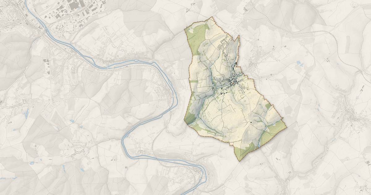 Portrait cartographique de Wiesviller : relief, eau, forêts, bâti et voies, calculés à partir des données de l'IGN