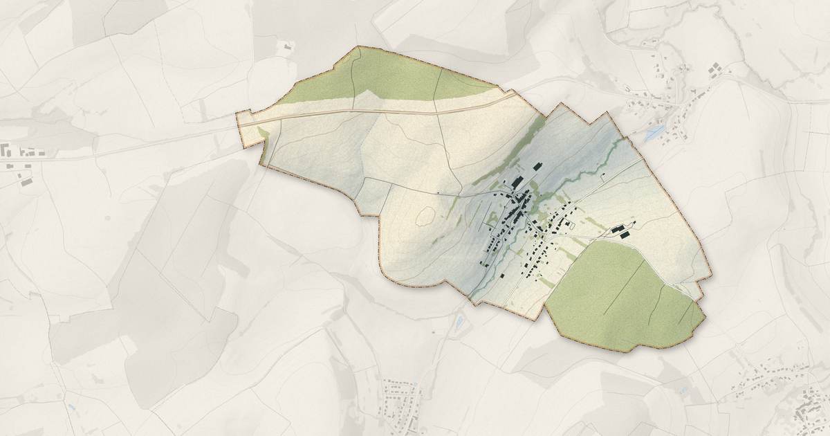 Portrait cartographique de Vœlfling-lès-Bouzonville : relief, eau, forêts, bâti et voies, calculés à partir des données de l'IGN