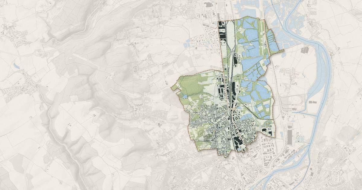 Portrait cartographique de Woippy : relief, eau, forêts, bâti et voies, calculés à partir des données de l'IGN