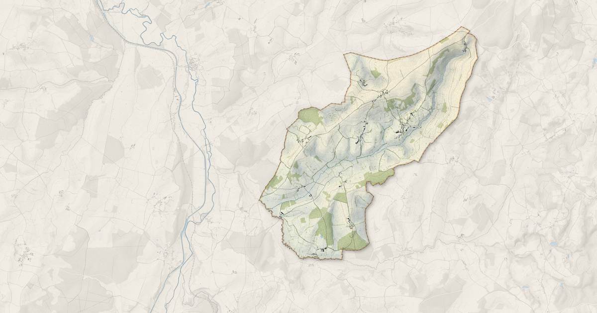 Portrait cartographique de Anthien : relief, eau, forêts, bâti et voies, calculés à partir des données de l'IGN