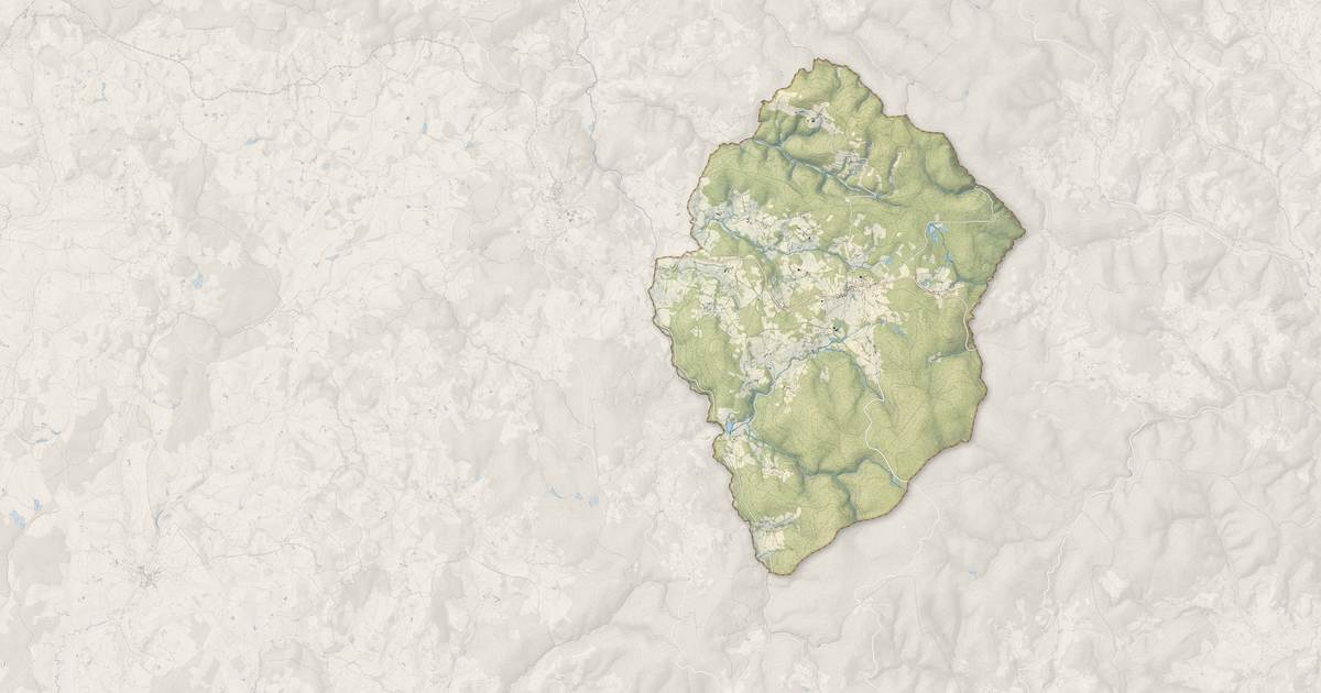 Portrait cartographique de Arleuf : relief, eau, forêts, bâti et voies, calculés à partir des données de l'IGN