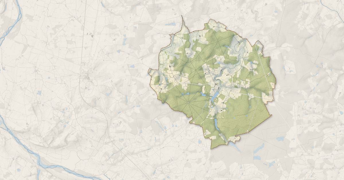 Portrait cartographique de Azy-le-Vif : relief, eau, forêts, bâti et voies, calculés à partir des données de l'IGN