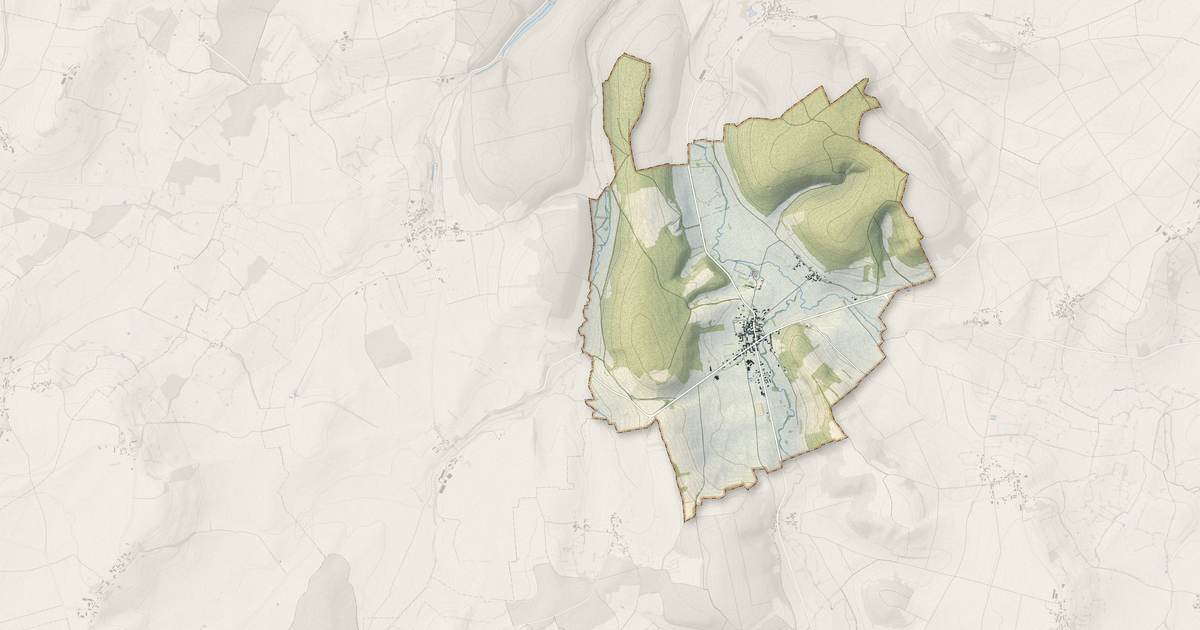 Portrait cartographique de Brinon-sur-Beuvron : relief, eau, forêts, bâti et voies, calculés à partir des données de l'IGN