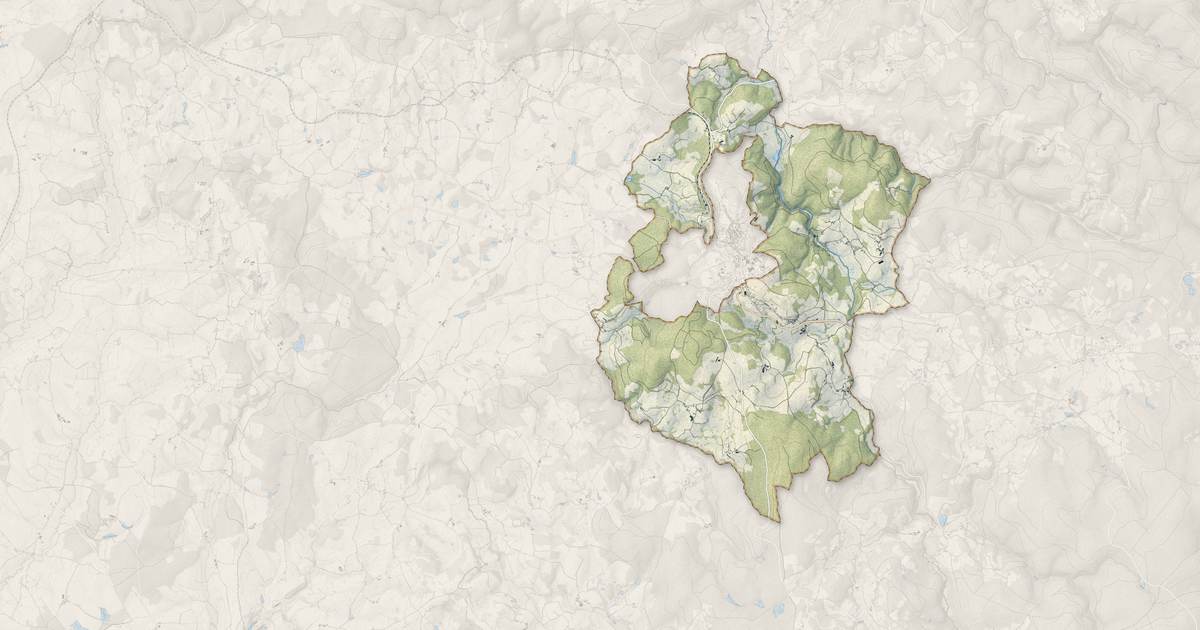 Portrait cartographique de Château-Chinon (Campagne) : relief, eau, forêts, bâti et voies, calculés à partir des données de l'IGN