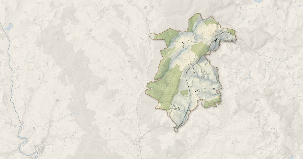 Portrait cartographique de Chougny : relief, eau, forêts, bâti et voies, calculés à partir des données de l'IGN