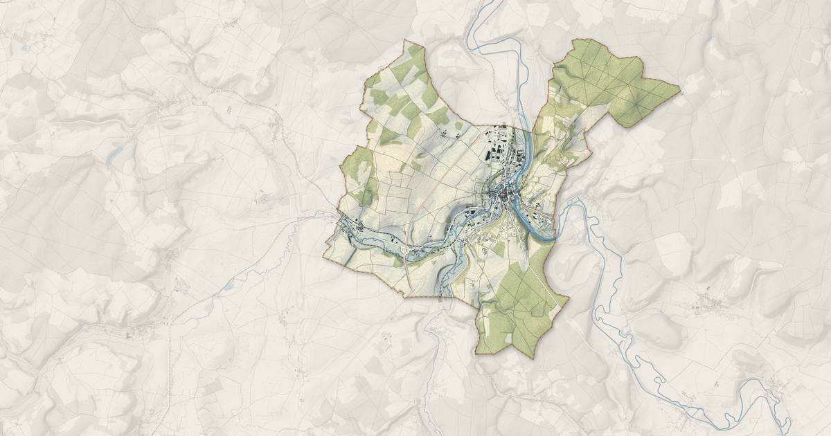 Portrait cartographique de Clamecy : relief, eau, forêts, bâti et voies, calculés à partir des données de l'IGN