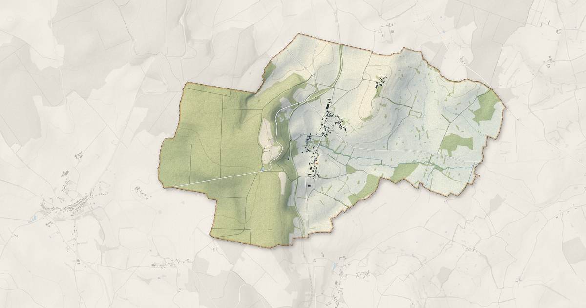 Portrait cartographique de Corvol-d'Embernard : relief, eau, forêts, bâti et voies, calculés à partir des données de l'IGN