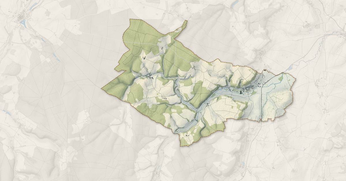 Portrait cartographique de Corvol-l'Orgueilleux : relief, eau, forêts, bâti et voies, calculés à partir des données de l'IGN